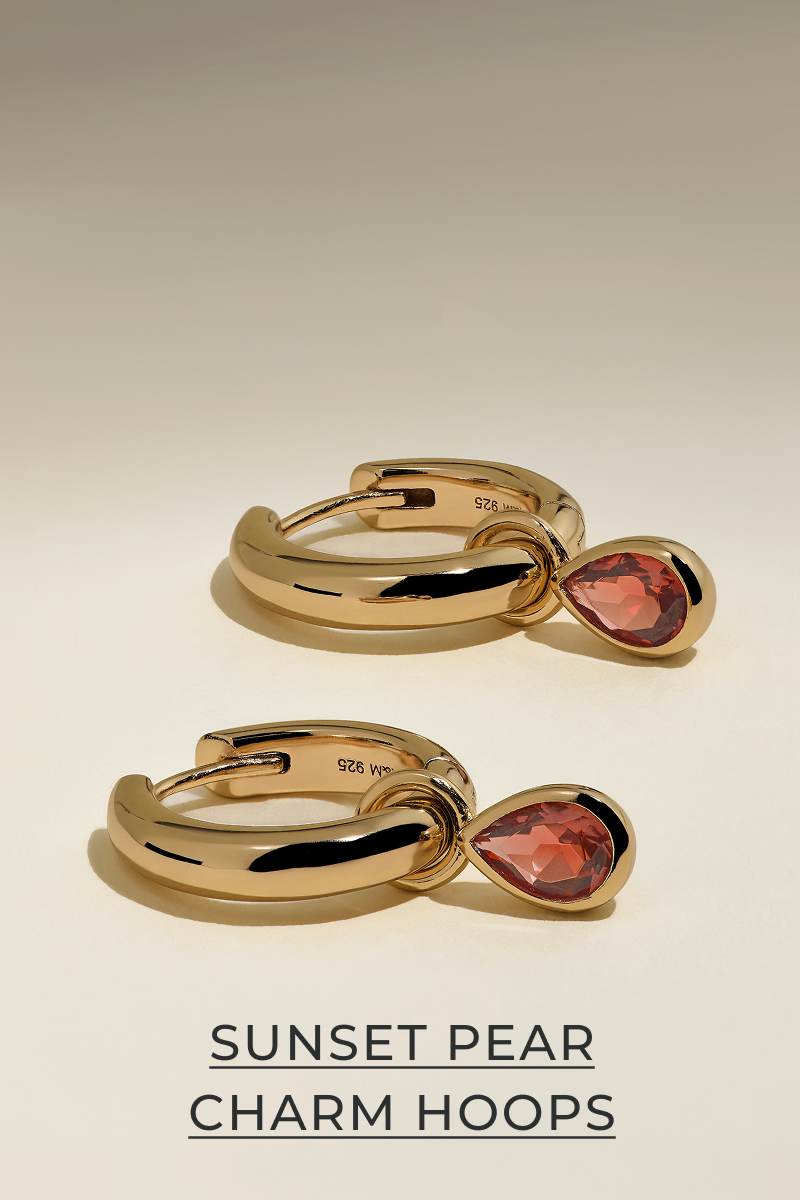 Sunset Pear Charm Hoops
