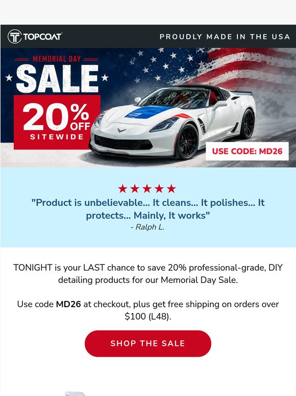 Final Hours: 20% OFF Premium Detailing Formulas & Kits!