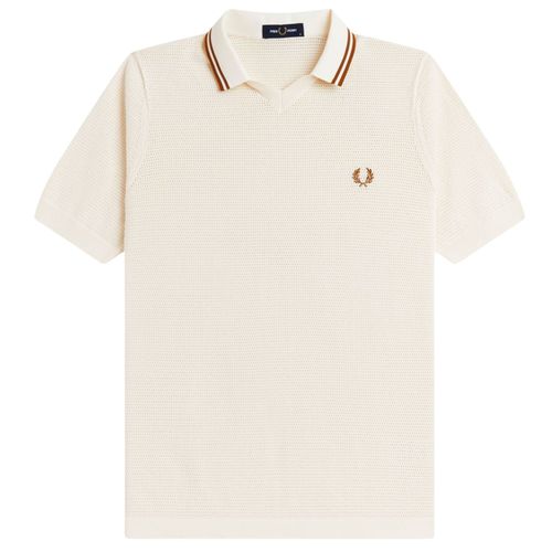 Fred Perry Pointelle Knitted Shirt - Ecru