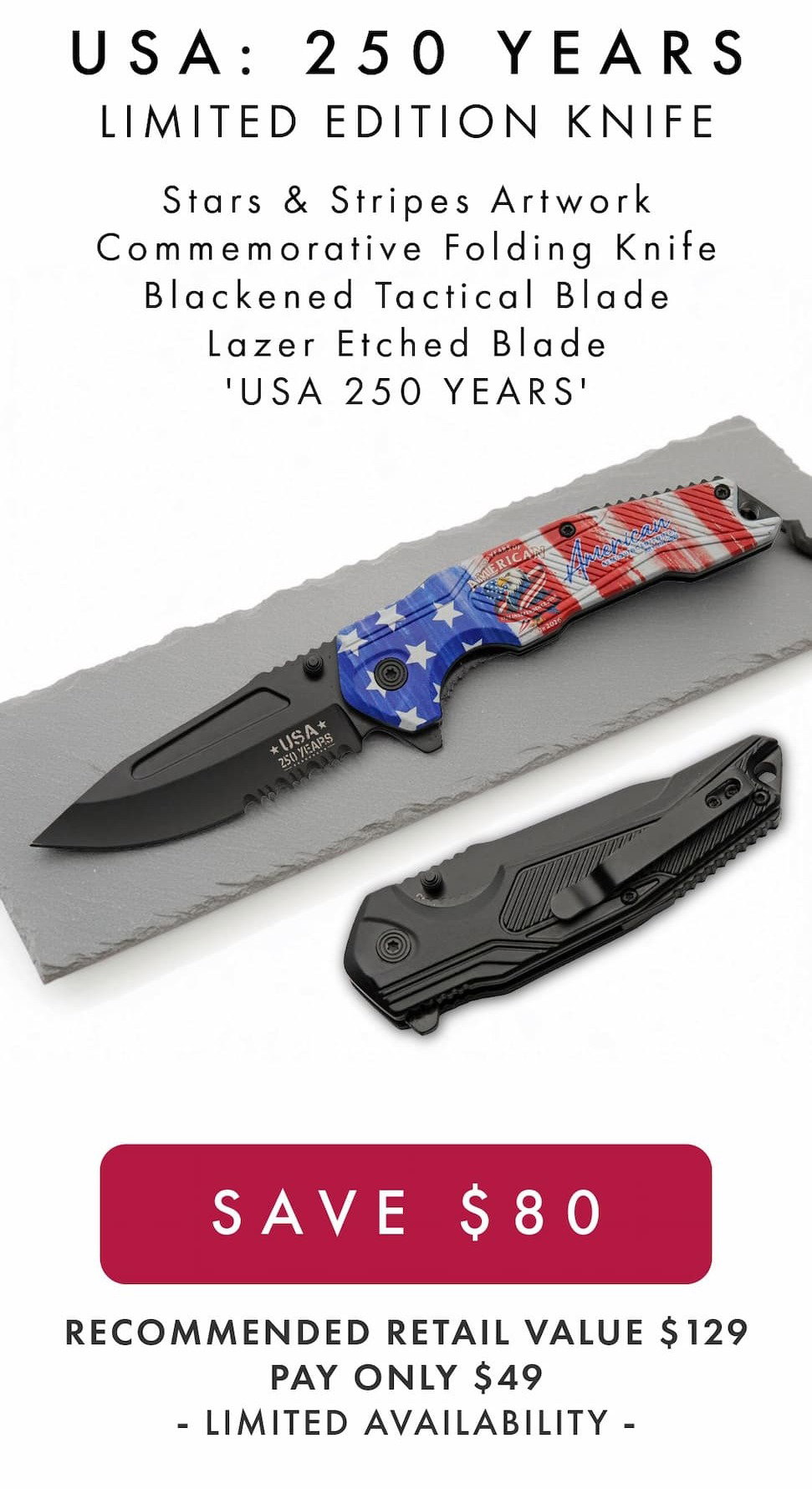 Limited Edition Tactical Knife - Only $49