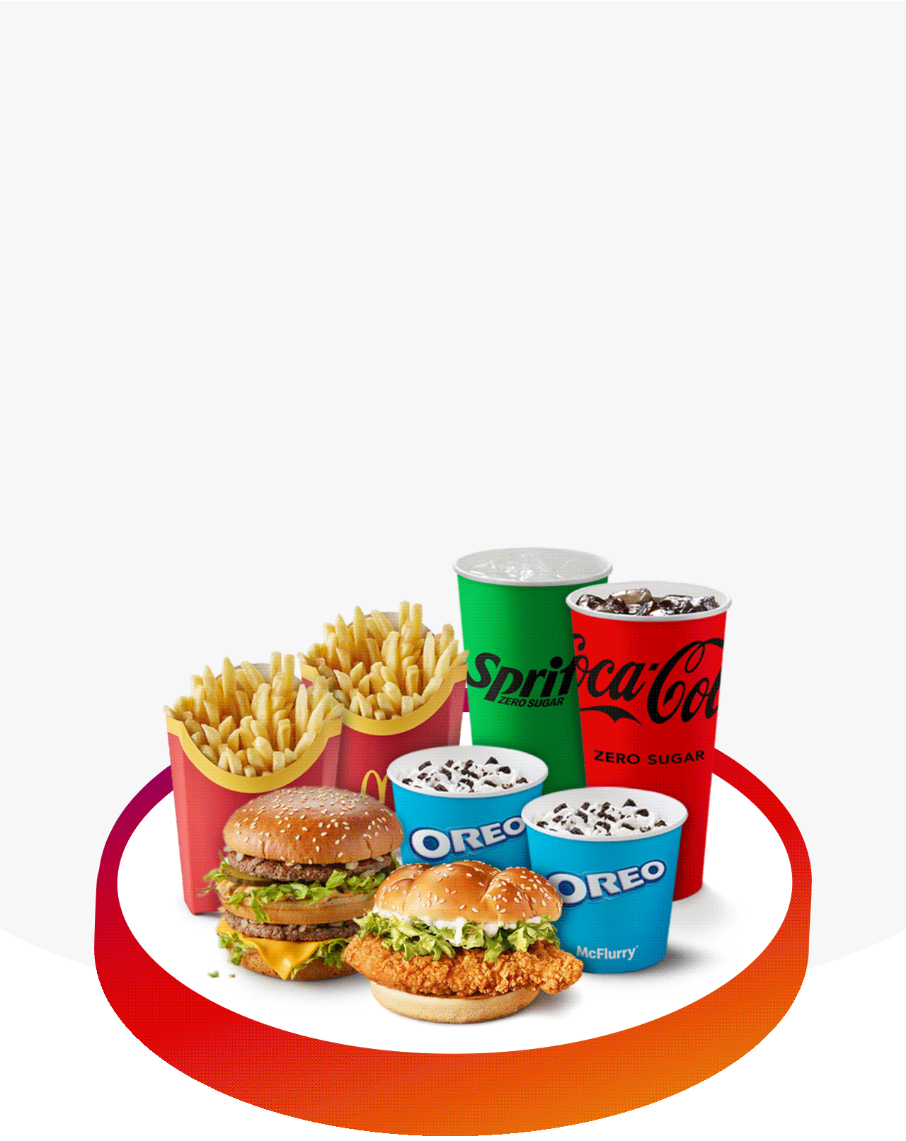 A collection of delicious McDonald's food, bold text reads '15% off when you spend £15 on food and drink'