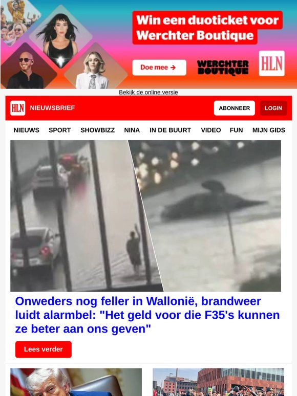 Onweders nog feller in Wallonië, brandweer luidt alarmbel - Deelnemer gereanimeerd tijdens Chillathlon in Antwerpen - Inbreker sterft na inbraakpoging bij juwelier in Willebroek