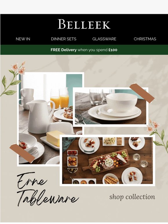 Clean lines, crisp white porcelain — meet the Belleek Living Erne Collection