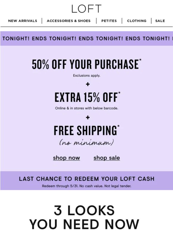 Don’t miss 50% off + EXTRA 15% off + free shipping