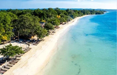 White sand beach in the Caribbean.