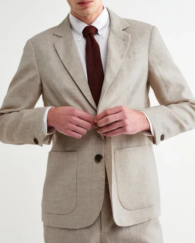 Fintry - Natural Linen Single-Breasted Blazer