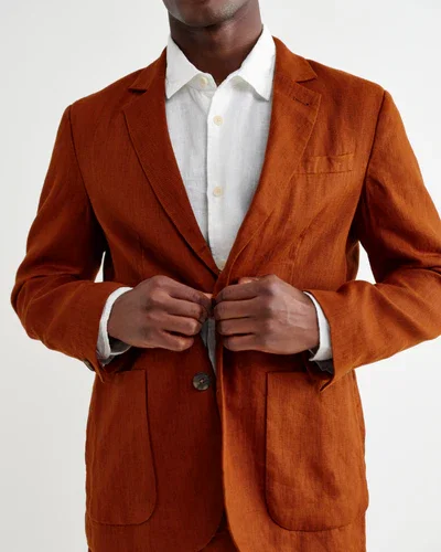 Fintry - Rust Linen Single-Breasted Blazer