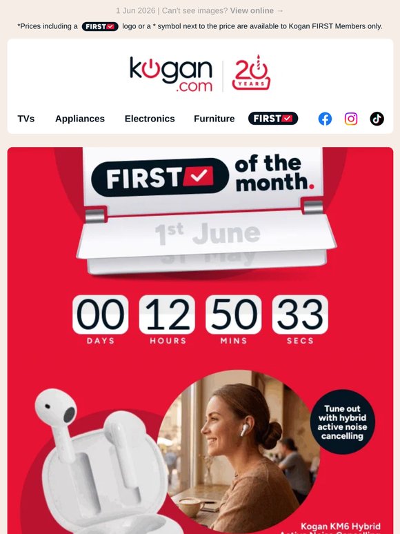 TODAY ONLY! 🚨 Kogan Noise Cancelling Wireless Earphones ONLY $19.99 (Rising to $79.99 tomorrow)