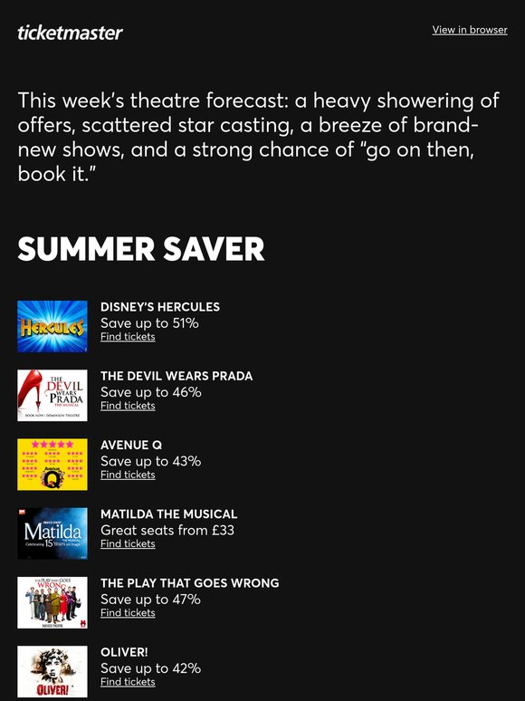 Weather Warning: Up to 51% Off and a Strong Chance of Show Tunes 🌦️🎭