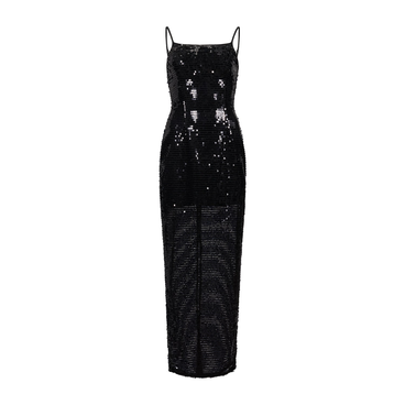 Black Spaghetti Long Sequin Dress