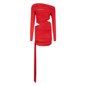 Chilli Red Faux Wrap Dress