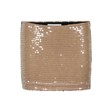 Beige Black Sequin Mini Skirt
