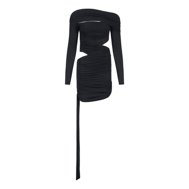 Black Faux Wrap Dress