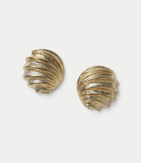 Gold Ridge Circle Stud Earrings
