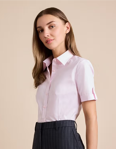 Pink Fitted Short Sleeve Shirt