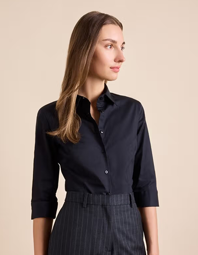 Fitted Black Shirt - 3/4 Sleeve