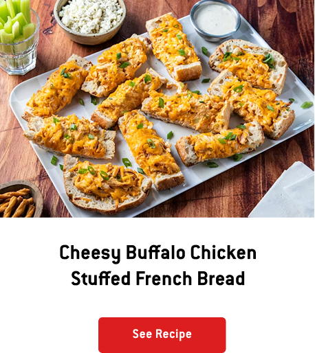 Cheesy Buffalo Chicken Stuffed French Bread