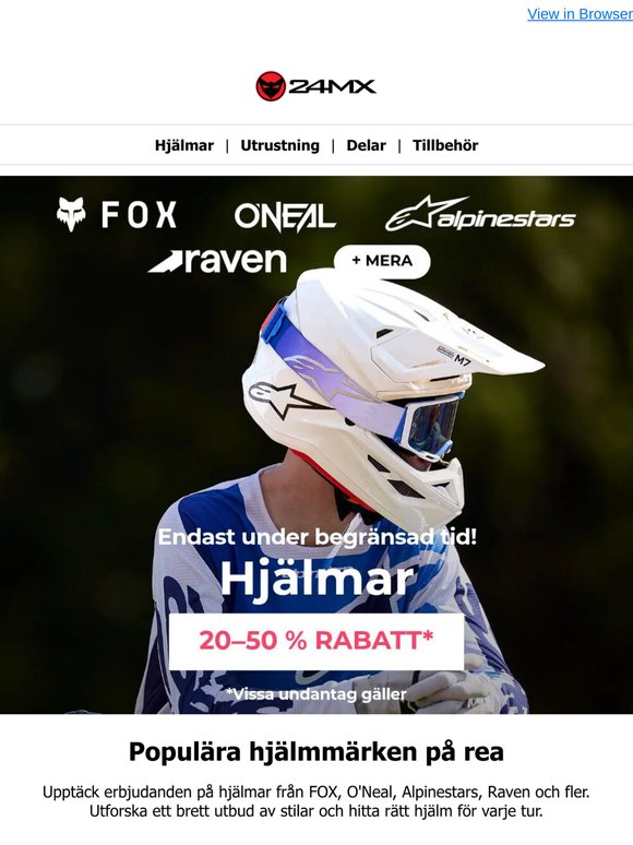 Hjälmar från 20–50 % rabatt*