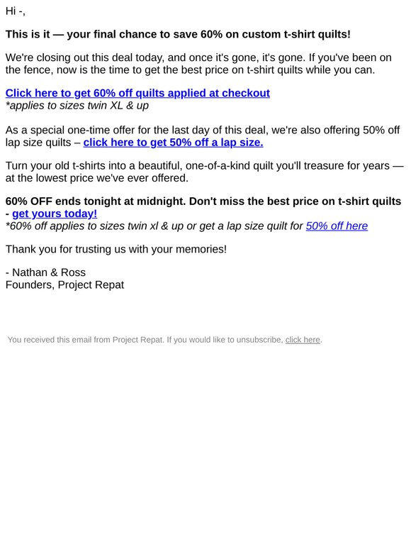 60% Off Quilts Expires Tonight – Get In Before It's Gone ⏰