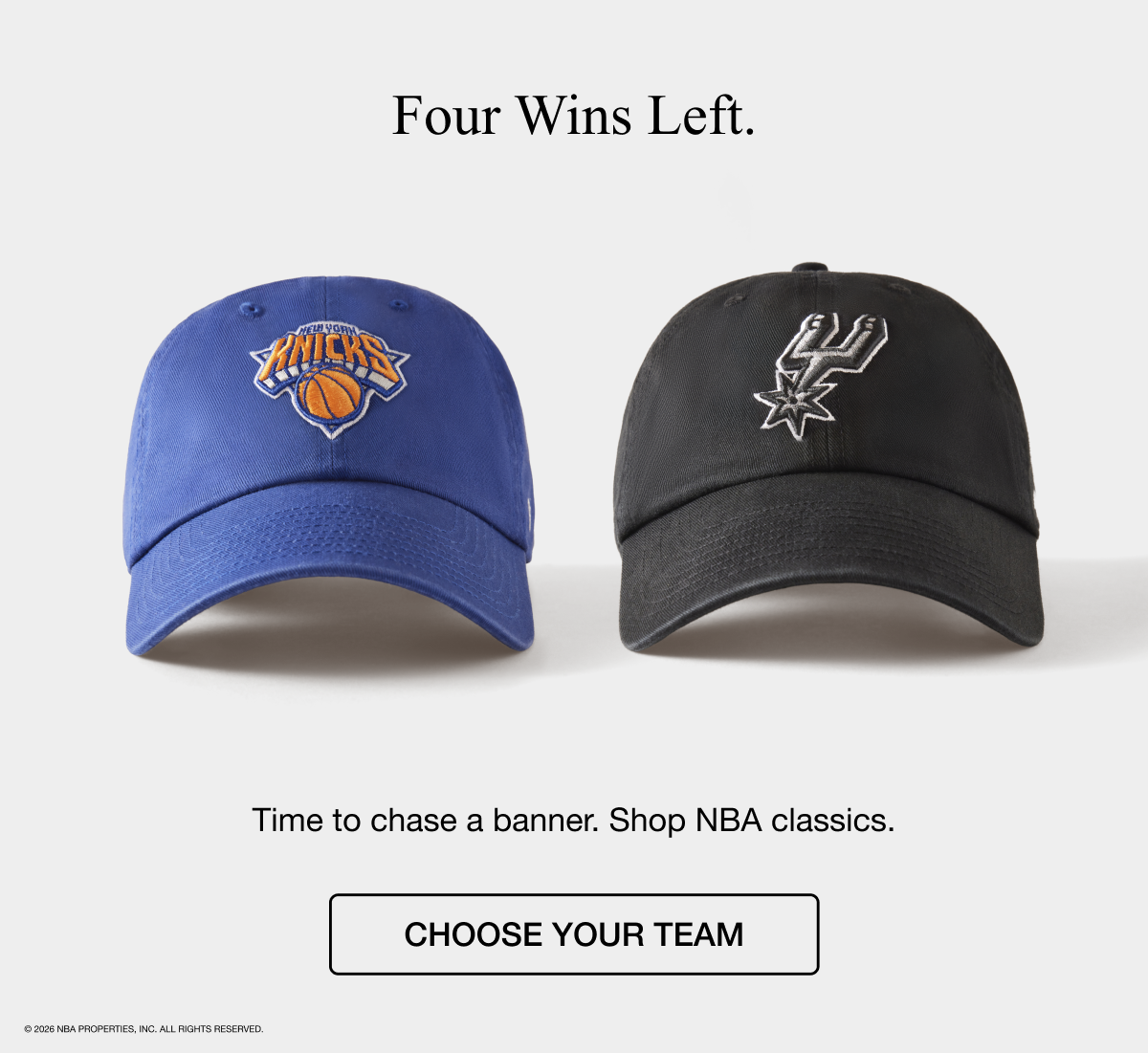 Four Wins Left. Time to chase a banner. Shop NBA Classics. Choose Your Team.