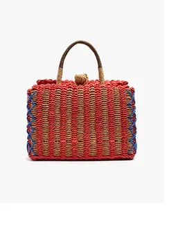Woven bag with paper straw effect