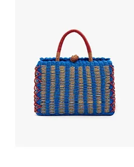Woven bag with paper straw effect