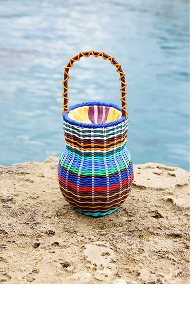 Multicolor basket handbag