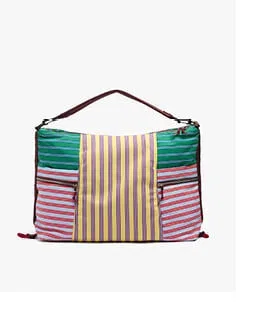 Striped nylon sports bag