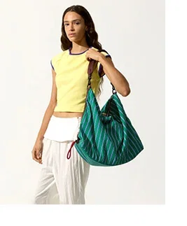 Striped nylon sports bag