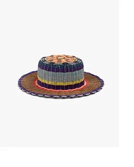 Multicolor striped straw hat