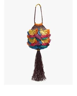 Multicolor straw shoulder bag