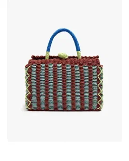 Woven bag with paper straw effect