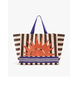 Shopper bag with stripes with printed