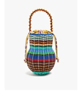 Woven bag with paper straw effect