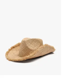 Straw hat with frayed edges