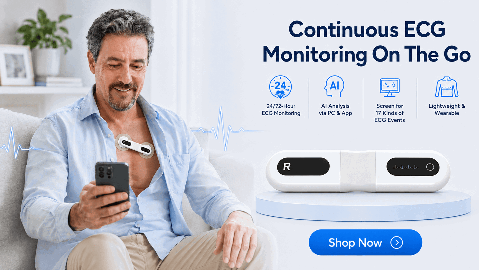 pay attention to heart health with Wellue 24–72 Hour ECG Monitoring