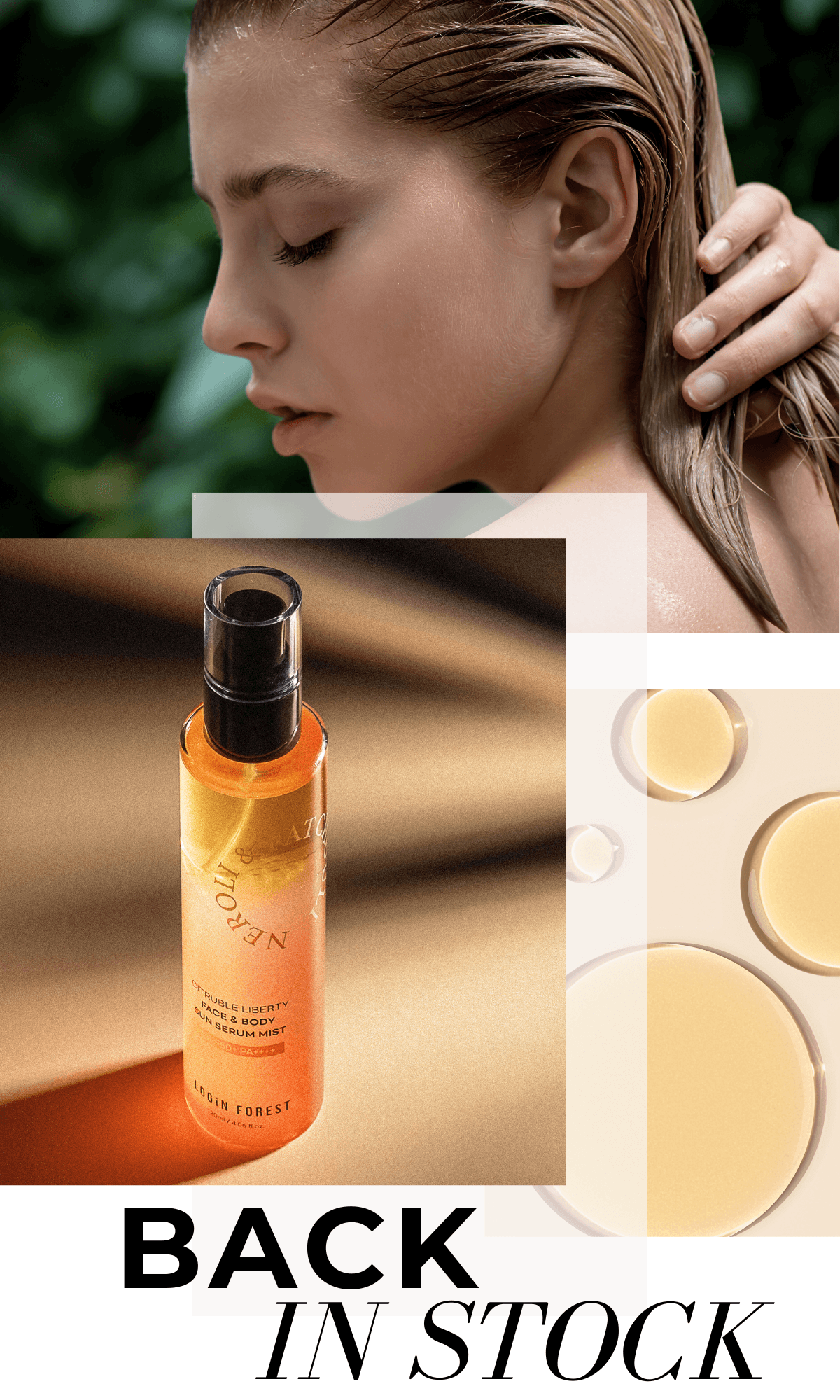 Endlich wieder da:  FACE & BODY SUN SERUM MIST SPF50+/PA++++ von Login Forest