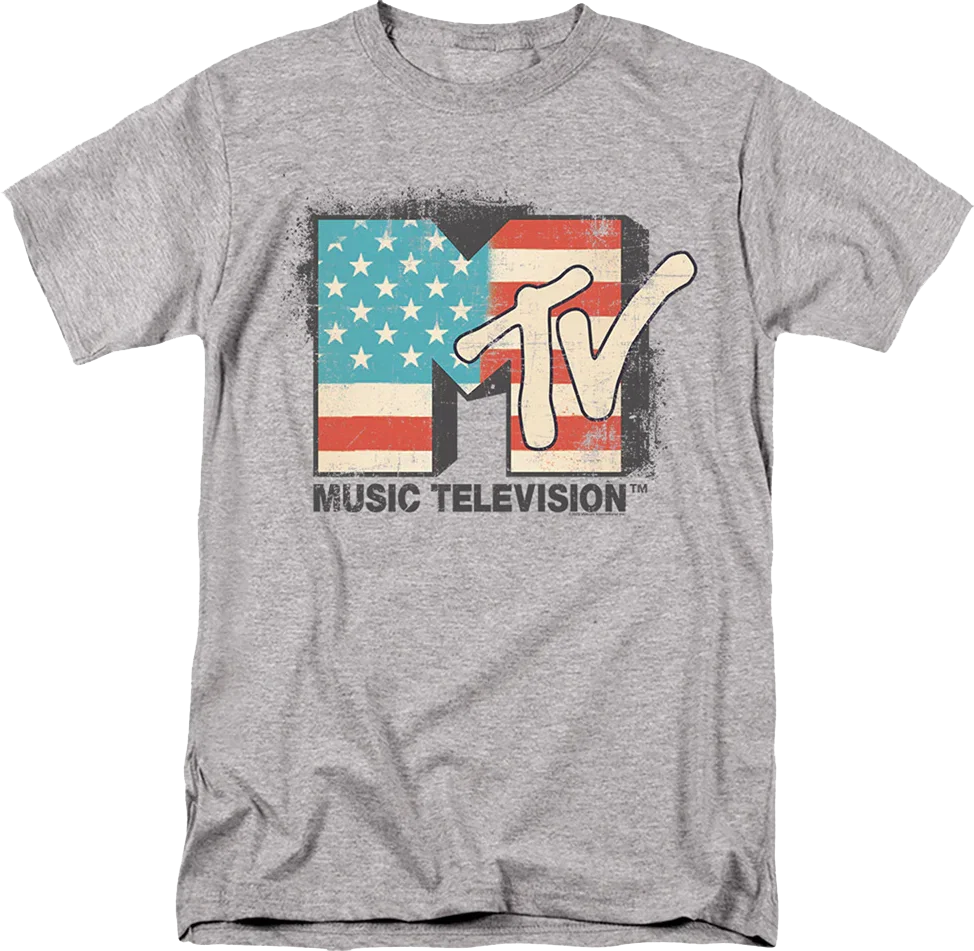 Vintage American Flag Logo MTV T-Shirt