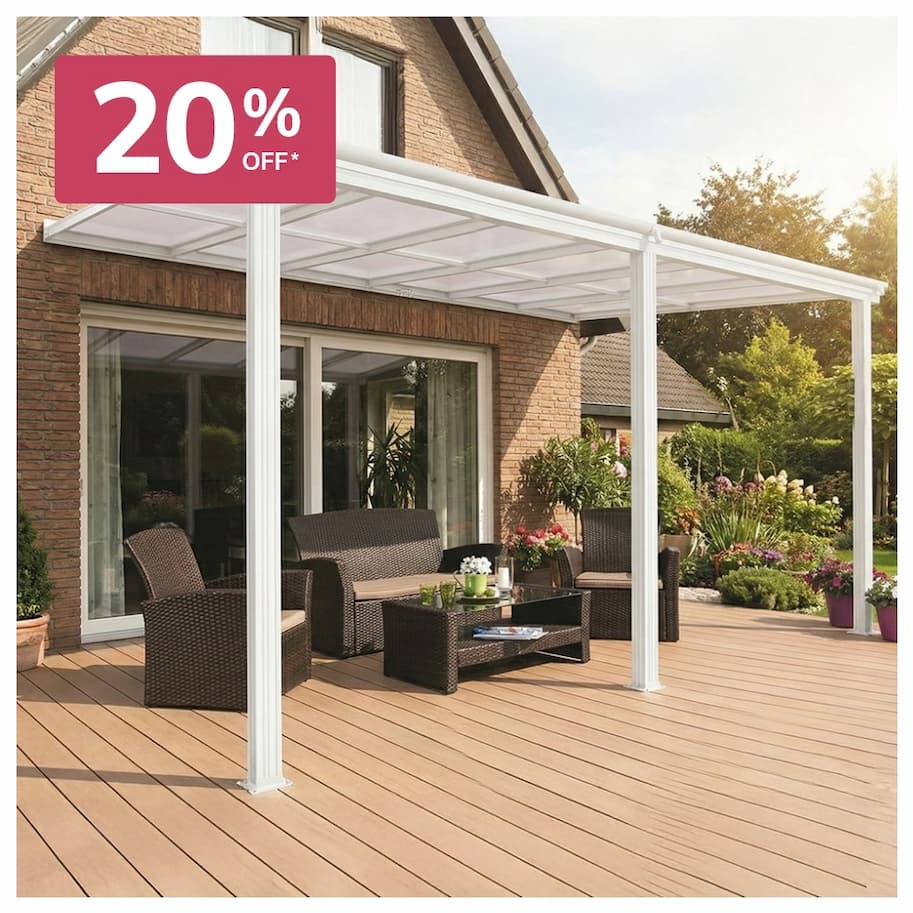 White Veranda With Polycarbonate Roof