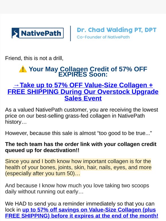 Your 57% OFF collagen credit = expired?