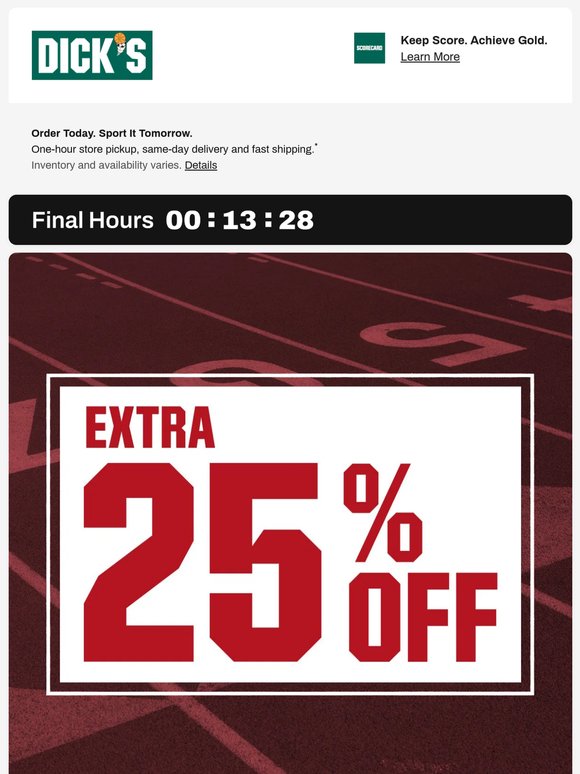 ** Get an extra 25% off select clearance **