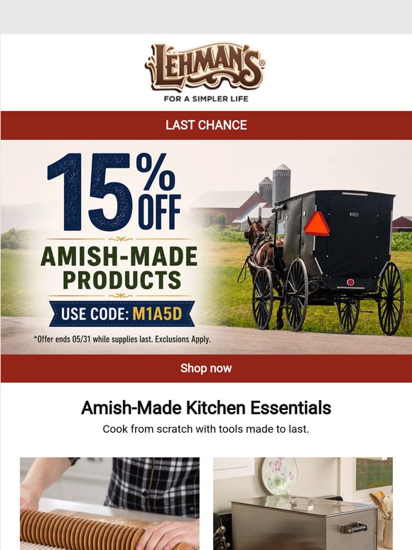 FINAL HOURS ⏳15% Off Amish-Made Products