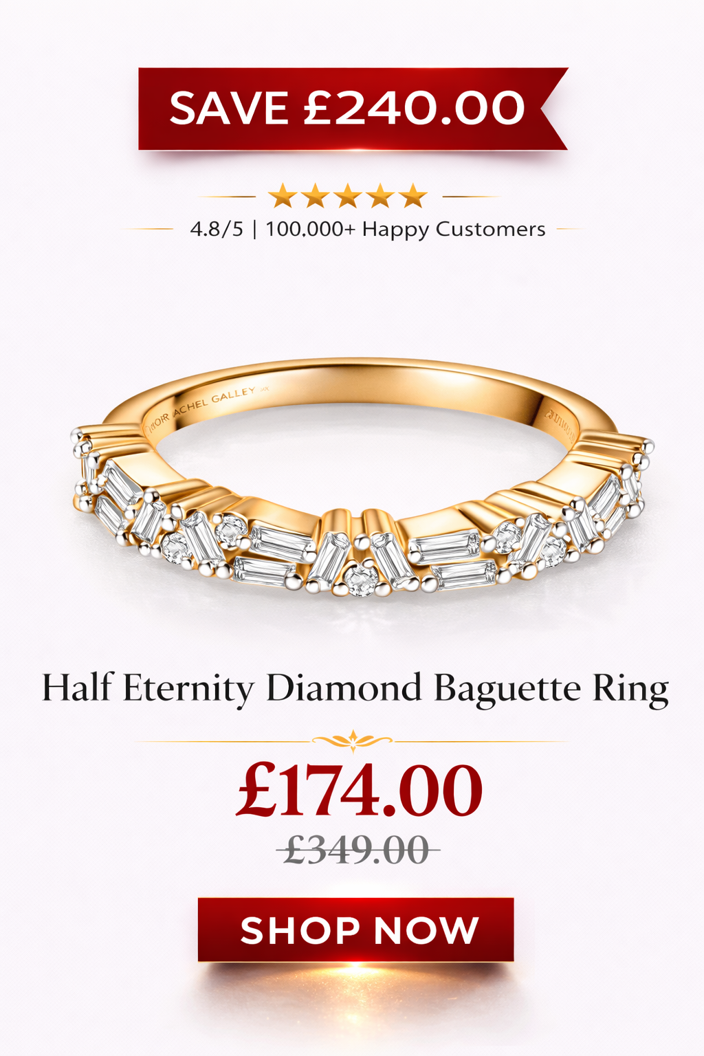 Half Eternity Diamond Baguette Ring
