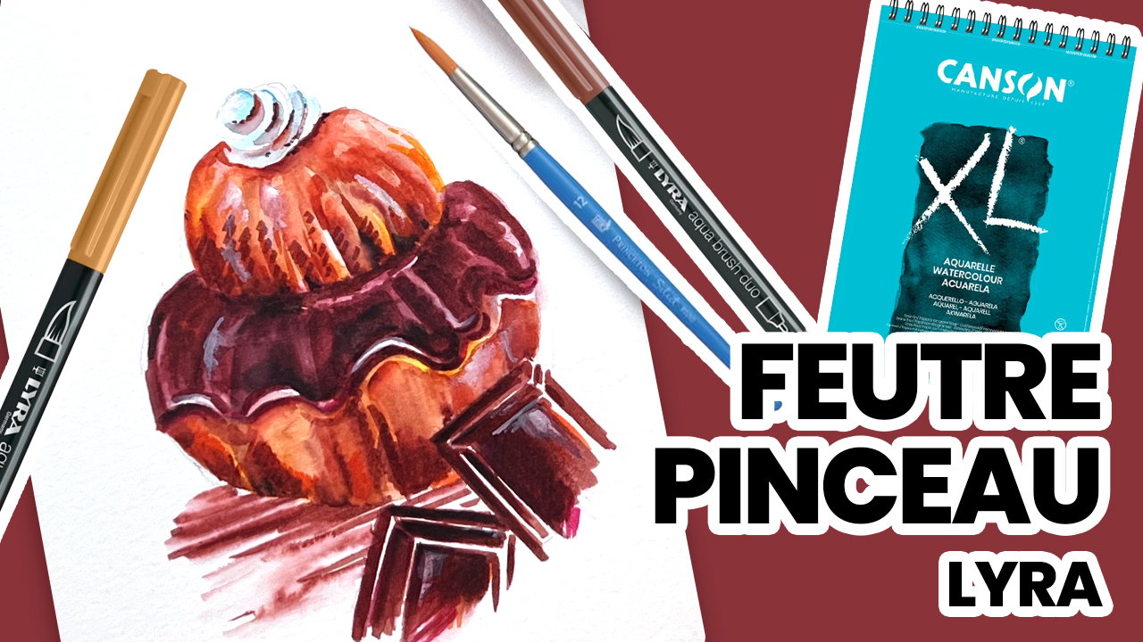 Dessiner une pâtisserie avec les feutres Aqua Brush Duo Lyra