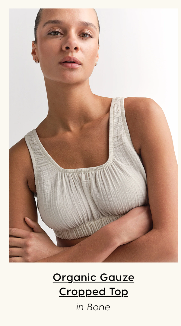 Organic Gauze Cropped Top in Bone