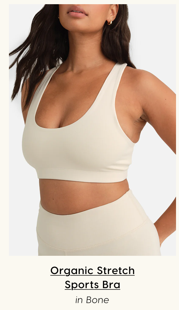 Organic Stretch Sports Bra in Bone