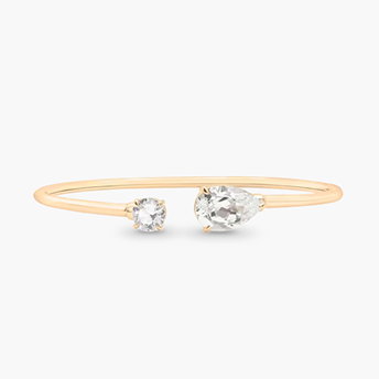 Lab-Created White Sapphire Toi et Moi Flex Bangle in Vermeil