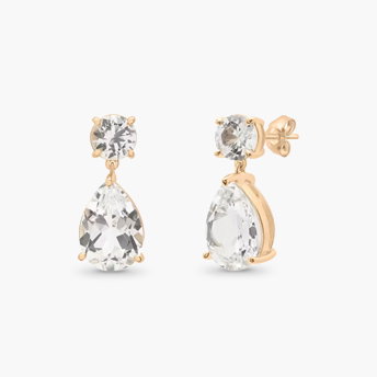Lab-Created White Sapphire Pear Drop Earrings in Vermeil