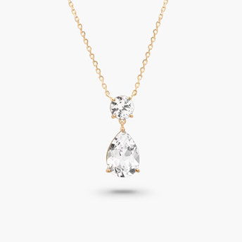 Lab-Created White Sapphire Drop Pendant in Vermeil