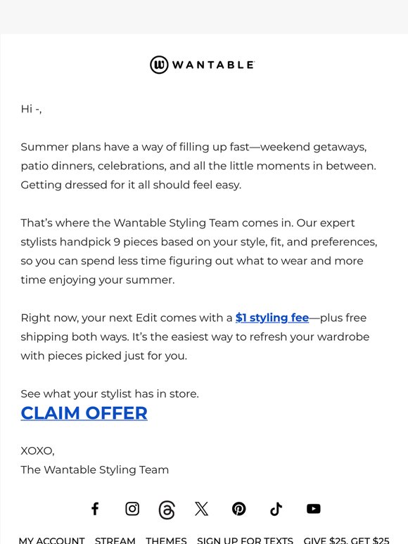 your $1 styling fee is still up for grabs 💵